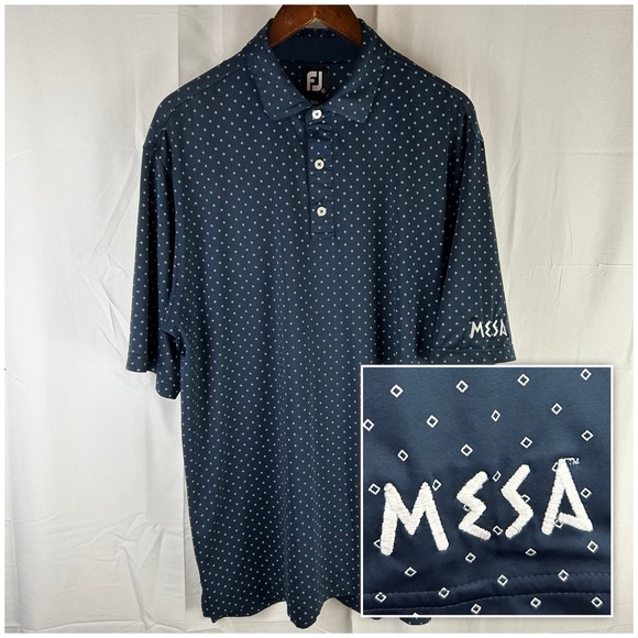 FootJoy Other - FootJoy Mens Golf Polo Sz XL Navy/White Geometric Diamond Print Mesa